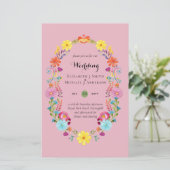 Folkart Flower Fiesta Wedding Invitation Boda (Staand voorkant)