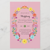 Folkart Flower Fiesta Wedding Invitation Boda (Voorkant)