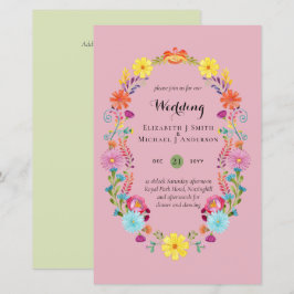 Folkart Flower Fiesta Wedding Invitation Boda