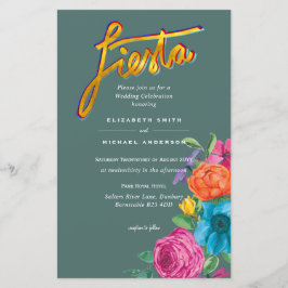 Folkart Flower Fiesta Wedding Invitation Boda