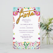 Folkart Flower Fiesta Wedding Invitation Boda (Staand voorkant)