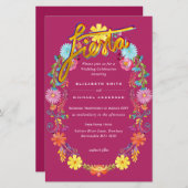 Folkart Flower Fiesta Wedding Invitation Boda (Voorkant / Achterkant)