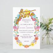Folkart Flower Fiesta Wedding Invitation Boda (Staand voorkant)