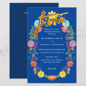 Folkart Flower Fiesta Wedding Invitation Boda (Voorkant / Achterkant)