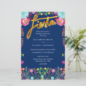 Folkart Flower Fiesta Wedding Invitation Boda (Staand voorkant)
