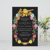Folkart Flower Fiesta Wedding Invitation Boda (Staand voorkant)