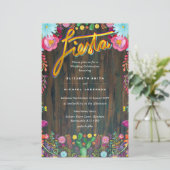 Folkart Flower Fiesta Wedding Invitation Boda (Staand voorkant)