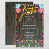 Folkart Flower Fiesta Wedding Invitation Boda (Voorkant / Achterkant)