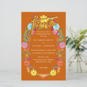 Folkart Flower Fiesta Wedding Invitation Boda (Staand voorkant)