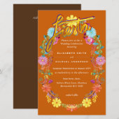 Folkart Flower Fiesta Wedding Invitation Boda (Voorkant / Achterkant)