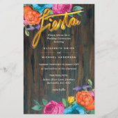 Folkart Flower Fiesta Wedding Invitation Boda (Voorkant)