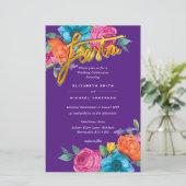 Folkart Flower Fiesta Wedding Invitation Boda (Staand voorkant)