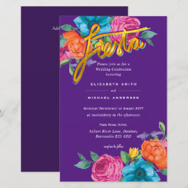 Folkart Flower Fiesta Wedding Invitation Boda