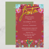Folkart Flower Fiesta Wedding Invitation Boda (Voorkant / Achterkant)