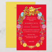 Folkart Flower Fiesta Wedding Invitation Boda (Voorkant / Achterkant)