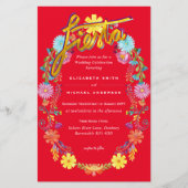 Folkart Flower Fiesta Wedding Invitation Boda (Voorkant)