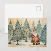 Folkart Santa in een kerstboom bos Briefkaart (Voorkant / Achterkant)