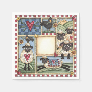 Folkart Schapen en kraaien Servetten