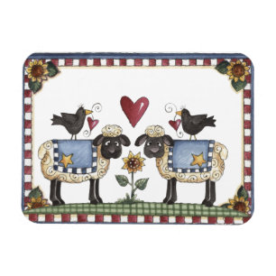 Folkart Sheep Crows & Sunflower Magnet Magneet