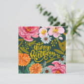 Folkbloem Birthday wenskaart (Staand voorkant)