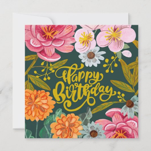 Folkbloem Birthday wenskaart (Voorkant)