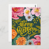 Folkbloem Birthday wenskaart Briefkaart (Voorkant / Achterkant)