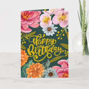 Folkbloem Birthday wenskaart Kaart