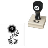 Folkbloem, bloem, folkkunst, delft 2 rubberstempel (Gestempeld)