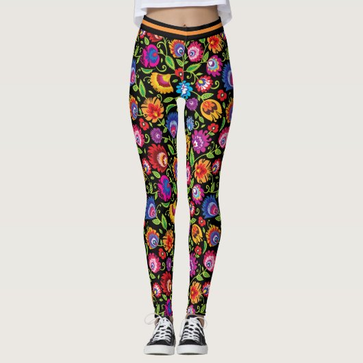 Folkbloemen leggings (Voorkant)