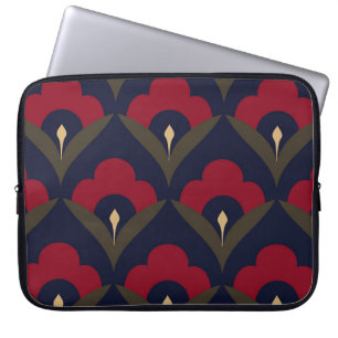 Folkbloemen motiveren het Japanse golfpatroon ditz Laptop Sleeve