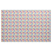 Folkbloemen op wit stof (Yard (91,4 cm))