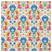 Folkbloemen op wit stof (Swatch)