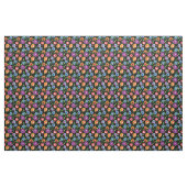 Folkbloemen op zwart stof (Yard (91,4 cm))