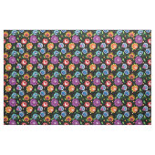 Folkbloemen op zwart stof (Fat Quarter)