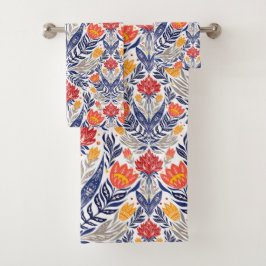 Folkbloemen patroon bad handdoek