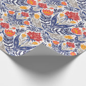 Folkbloemen patroon cadeaupapier (Hoek)