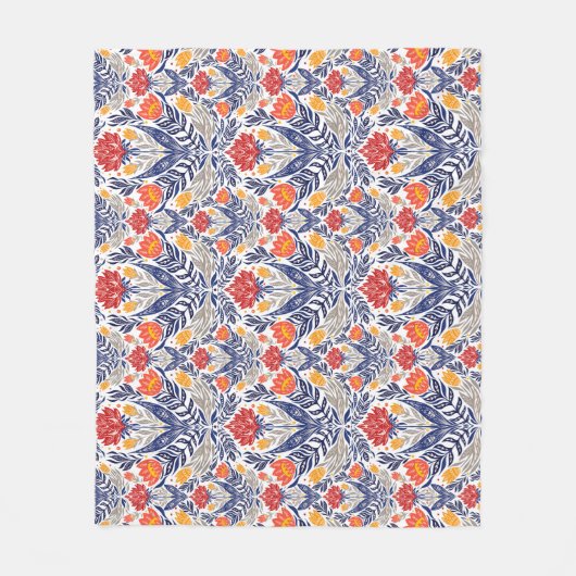 Folkbloemen patroon fleece deken (Voorkant)