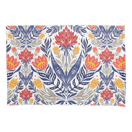 Folkbloemen patroon kussensloop (Voorkant)