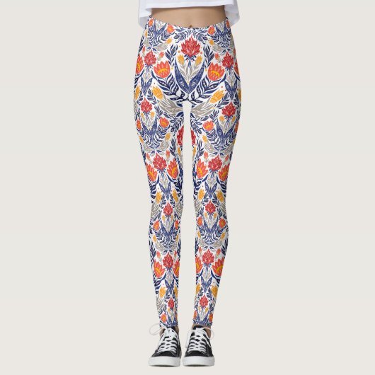 Folkbloemen patroon leggings (Voorkant)