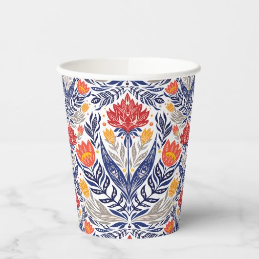 Folkbloemen patroon papieren bekers (Links)