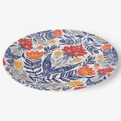 Folkbloemen patroon papieren bordje (Gekanteld)