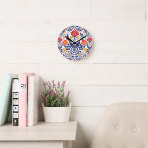 Folkbloemen patroon ronde klok