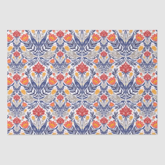 Folkbloemen patroon tissuepapier (Voorkant)