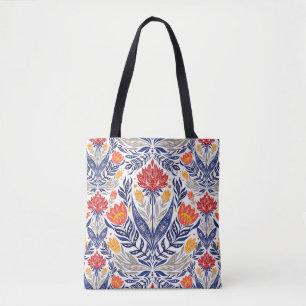 Folkbloemen patroon tote bag