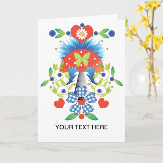 Folkfest Wenskaart Kaart (Gele Bloem)