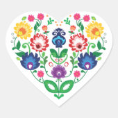 Folkhart. Liefde folklore Hart Sticker (Voorkant)