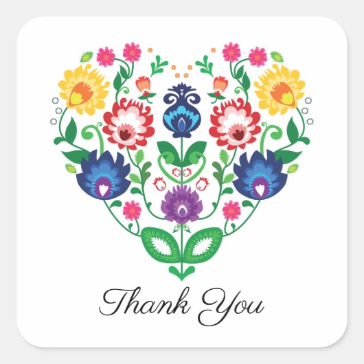 Folkhart met aangepaste tekst vierkante sticker (Voorkant)