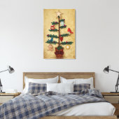 Folkkunst kerstboom met vilt Ornamenten Canvas Afdruk (Insitu (Slaapkamer))