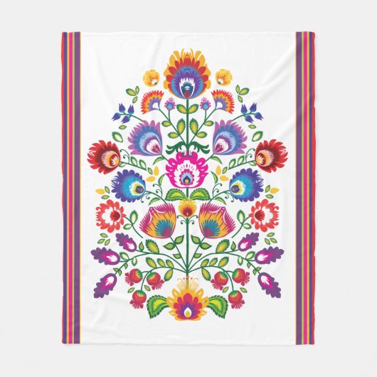 Folklore bloemen, mengsel van kleuren 3 fleece deken (Voorkant)