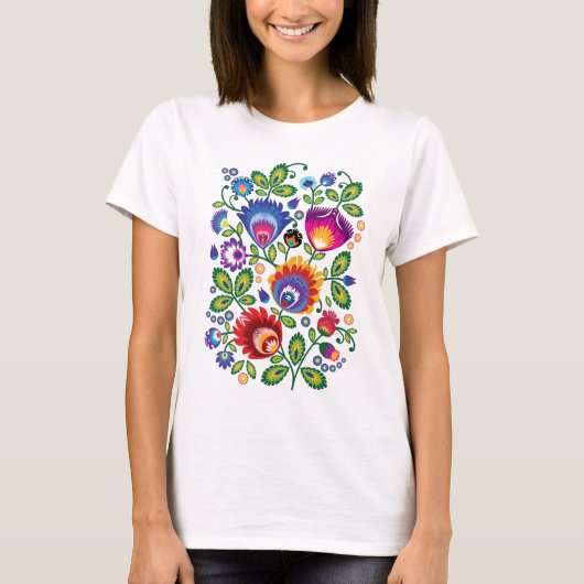 Folklore-bloemen, mengsel van kleuren 4 t-shirt (Voorkant)